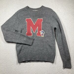 VTG Mickey State Sweater Adult Small‎ Gray Varsity Letter M Wool Blend Pullover